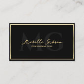 Elegant Professioneel Faux Gold Lijst Zwart Modern Visitekaartje (Voorkant)