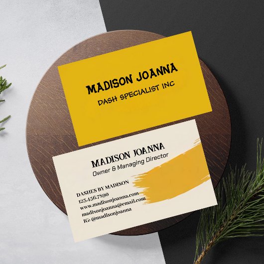 Elegant professioneel geel monogram minimalistisch visitekaartje