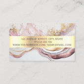 Elegant Professioneel Goud Streep Roze Marmer Visitekaartje (Achterkant)