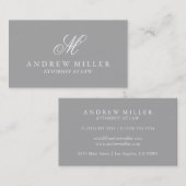 Elegant professioneel grijs en wit monogram visitekaartje (Voorkant / Achterkant)