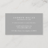 Elegant professioneel grijs en wit monogram visitekaartje (Achterkant)