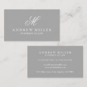 Elegant professioneel grijs en wit monogram visitekaartje (Voorkant / Achterkant)