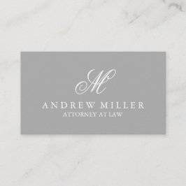 Elegant professioneel grijs en wit monogram visitekaartje