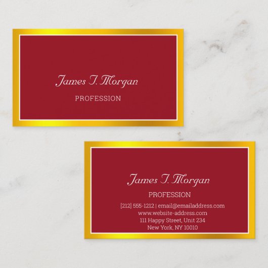 Elegant Professioneel ingelijst VIP Rood Wit Goude Visitekaartje (Voorkant / Achterkant)