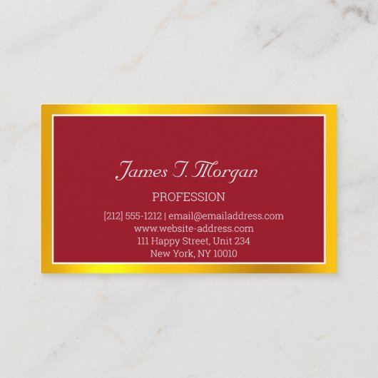 Elegant Professioneel ingelijst VIP Rood Wit Goude Visitekaartje (Achterkant)