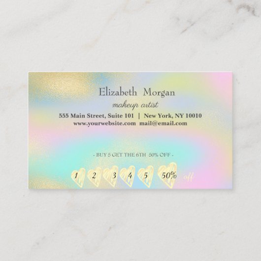 Elegant professioneel Lijst, Gold Heart Holographi Klantenkaartje (Achterkant)