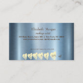 Elegant professioneel Lijst, hartblauw metallisch Klantenkaartje (Achterkant)