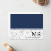 Elegant professioneel marinemonogram notitiekaartje (Voorkant / Achterkant in situ)