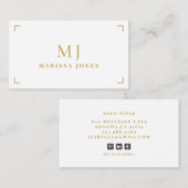 Elegant Professioneel Minimalistisch Goud Monogram Visitekaartje (Voorkant / Achterkant)