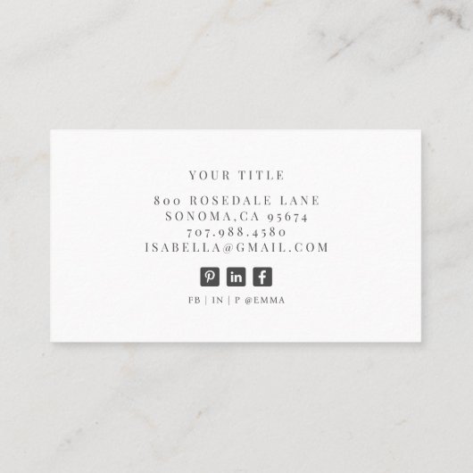 Elegant Professioneel Minimalistisch Goud Monogram Visitekaartje (Achterkant)