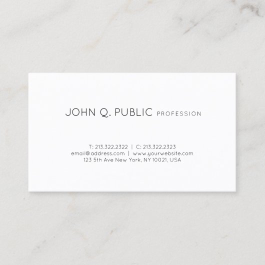 Elegant Professioneel Minimalistisch Modern Design Visitekaartje (Voorkant)