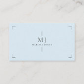 Elegant Professioneel Minimalistisch Monogram Blau Visitekaartje (Voorkant)