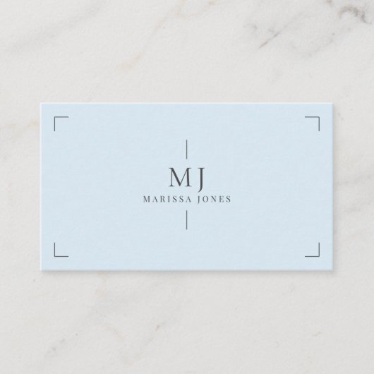 Elegant Professioneel Minimalistisch Monogram Blau Visitekaartje (Voorkant)