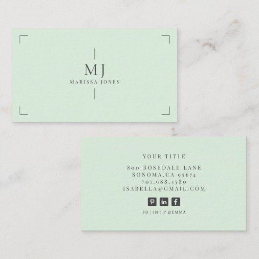 Elegant Professioneel Minimalistisch Monogram Groe Visitekaartje (Voorkant / Achterkant)