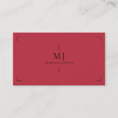 Elegant Professioneel Minimalistisch Monogram Rood Visitekaartje (Voorkant)