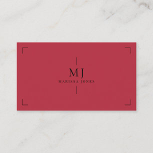 Elegant Professioneel Minimalistisch Monogram Rood Visitekaartje