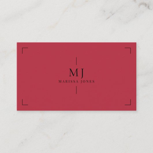 Elegant Professioneel Minimalistisch Monogram Rood Visitekaartje (Voorkant)