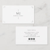 Elegant Professioneel Minimalistisch Monogram Wit Visitekaartje (Voorkant / Achterkant)