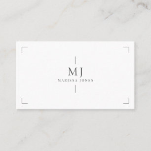 Elegant Professioneel Minimalistisch Monogram Wit Visitekaartje