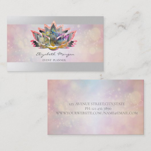 Elegant Professioneel Modern, Bokeh Lotus Visitekaartje (Voorkant / Achterkant)