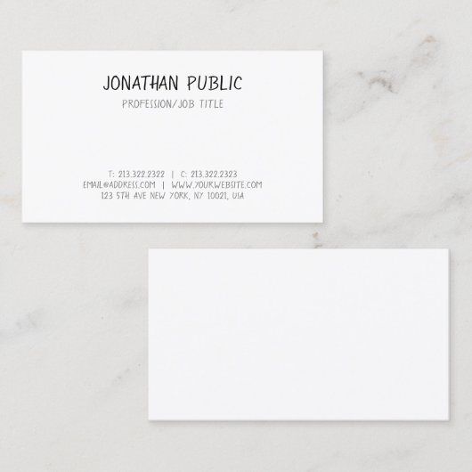 Elegant Professioneel Modern Handschrift Eenvoudig Visitekaartje (Voorkant / Achterkant)