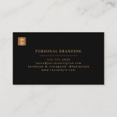 Elegant professioneel monogram goud zwart visitekaartje (Achterkant)