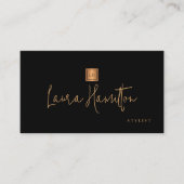 Elegant professioneel monogram goud zwart visitekaartje (Voorkant)