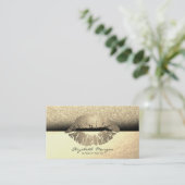 Elegant Professioneel Monogram Gouden Glitter Lipp Visitekaartje (Staand voorkant)