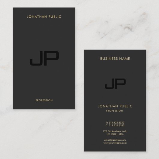 Elegant professioneel monogram Initiaal Sjabloon Visitekaartje (Voorkant / Achterkant)