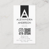 Elegant professioneel monogram minimale QR-code Visitekaartje (Achterkant)