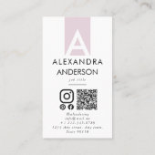 Elegant professioneel monogram minimale QR-code Visitekaartje (Achterkant)