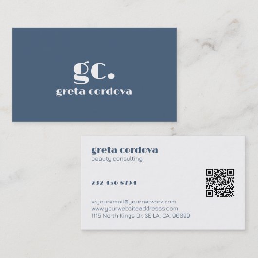 Elegant Professioneel Monogram Minimalistisch 2 Visitekaartje (Voorkant / Achterkant)