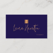 Elegant professioneel monogram navyblauw goud visitekaartje (Voorkant)