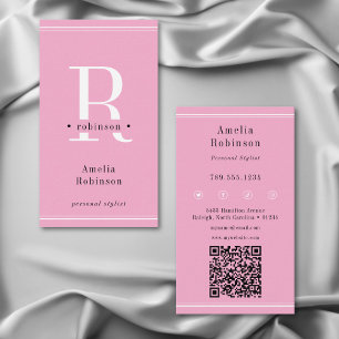 Elegant professioneel monogram roze visitekaartje