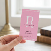 Elegant professioneel monogram roze visitekaartje