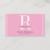 Elegant Professioneel Monogram Roze Zwart & Wit Visitekaartje (Voorkant)