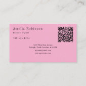 Elegant Professioneel Monogram Roze Zwart & Wit Visitekaartje (Achterkant)