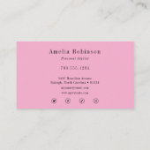 Elegant Professioneel Monogram Roze Zwart & Wit Visitekaartje (Achterkant)