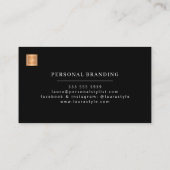 Elegant professioneel monogram zwart en wit visitekaartje (Achterkant)