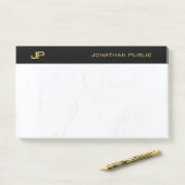 Elegant Professioneel Monogram Zwart Goud Eenvoudi Post-it® Notes (Op bureau)