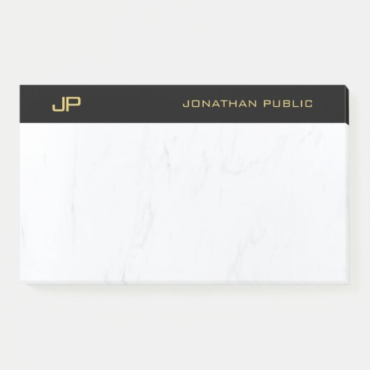 Elegant Professioneel Monogram Zwart Goud Eenvoudi Post-it® Notes (Voorkant)