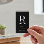 Elegant professioneel monogram zwart visitekaartje