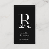Elegant professioneel monogram zwart visitekaartje (Voorkant)