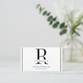 Elegant professioneel monogram zwart-wit visitekaartje (Staand voorkant)