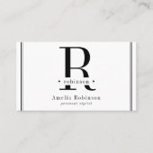 Elegant professioneel monogram zwart-wit visitekaartje (Voorkant)