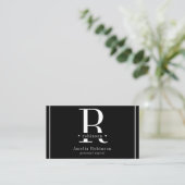 Elegant professioneel monogram zwart-wit visitekaartje (Staand voorkant)