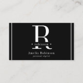 Elegant professioneel monogram zwart-wit visitekaartje (Voorkant)