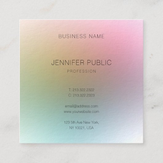 Elegant professioneel ontwerp modern, kleurrijk vierkante visitekaartje (Achterkant)