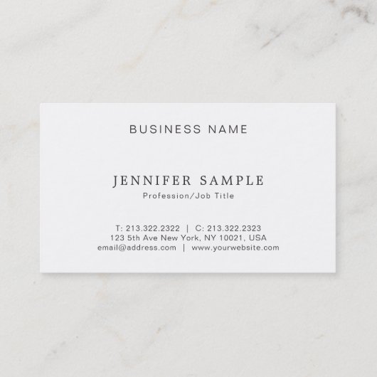 Elegant professioneel ontwerp Modern Plain Slank Visitekaartje (Achterkant)