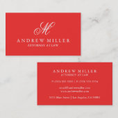Elegant professioneel rood monogram visitekaartje (Voorkant / Achterkant)